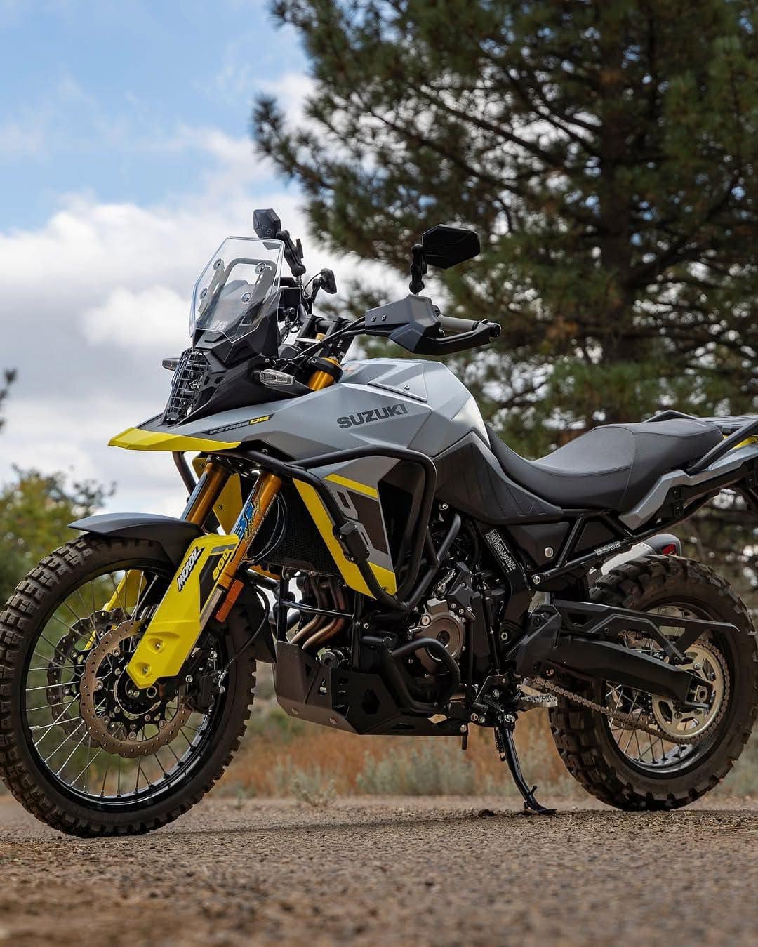 Suzuki V-Strom 800 upgrades with Mission Trailmax tires and T-Rex