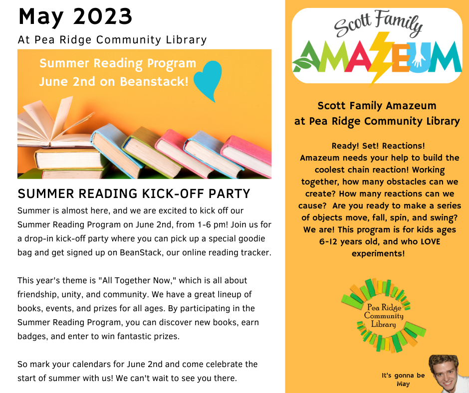 Take a look at the May Calendar from... - Pea Ridge Library