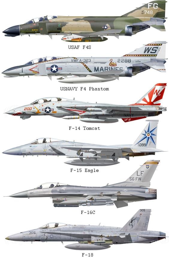 America's finest warbirds through the decades! F-4, F-14, F-15, F