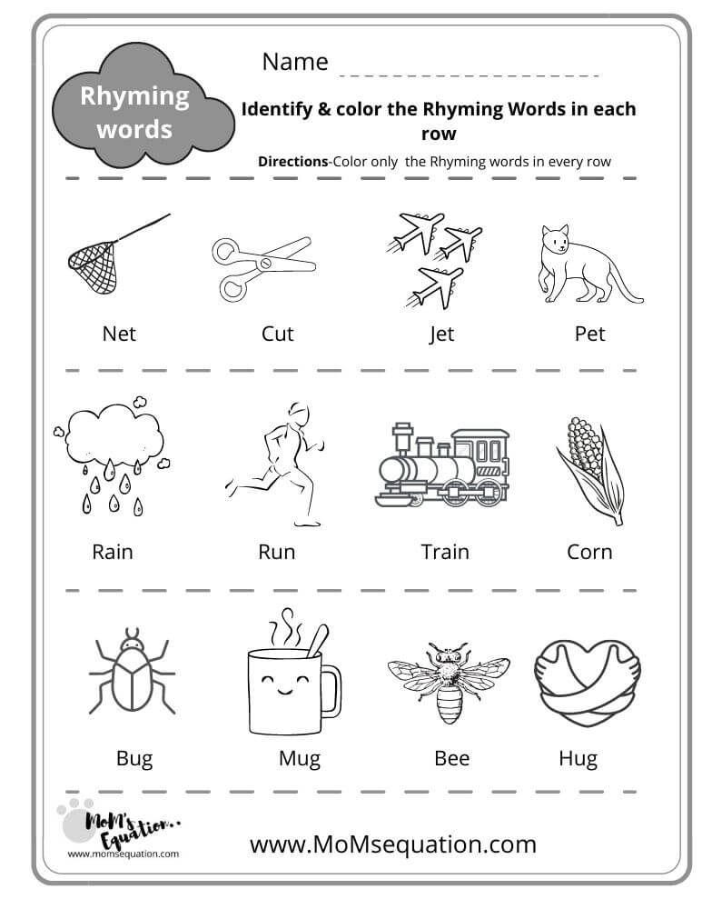 DIY Crafts Paper USA | Rhyming word worksheet for students teachers and ...