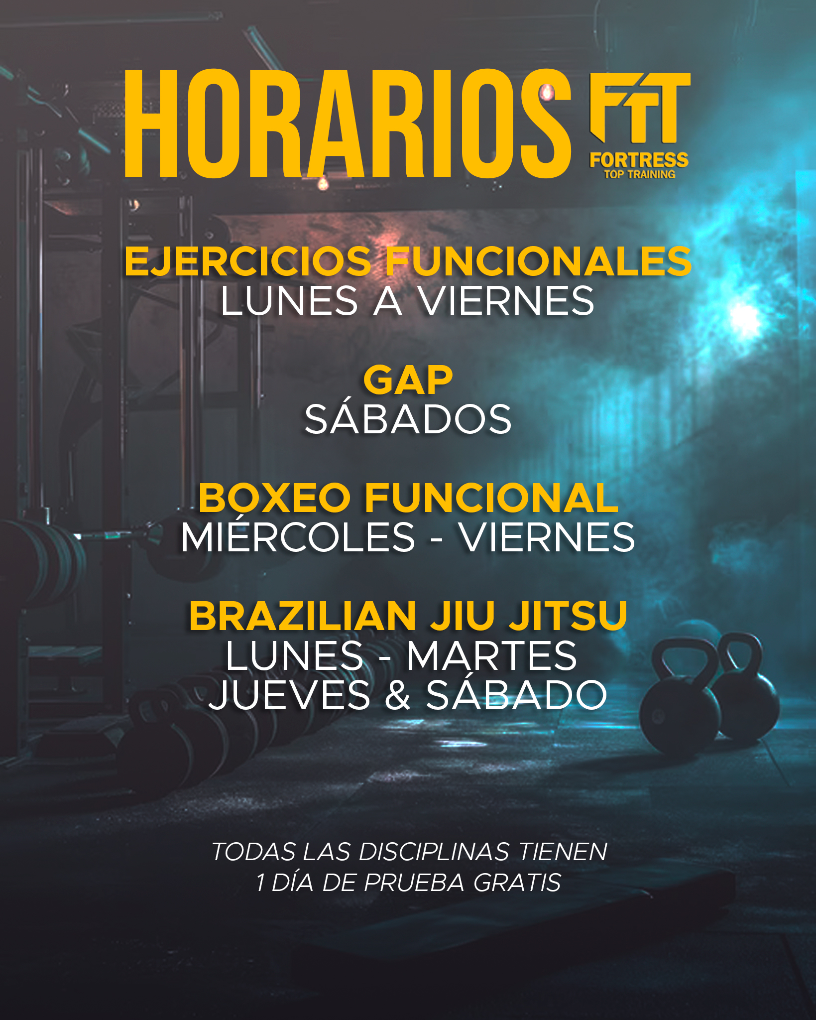 Fortress - ⚡Te recordamos los días que se imparten nuestras disciplinas ...