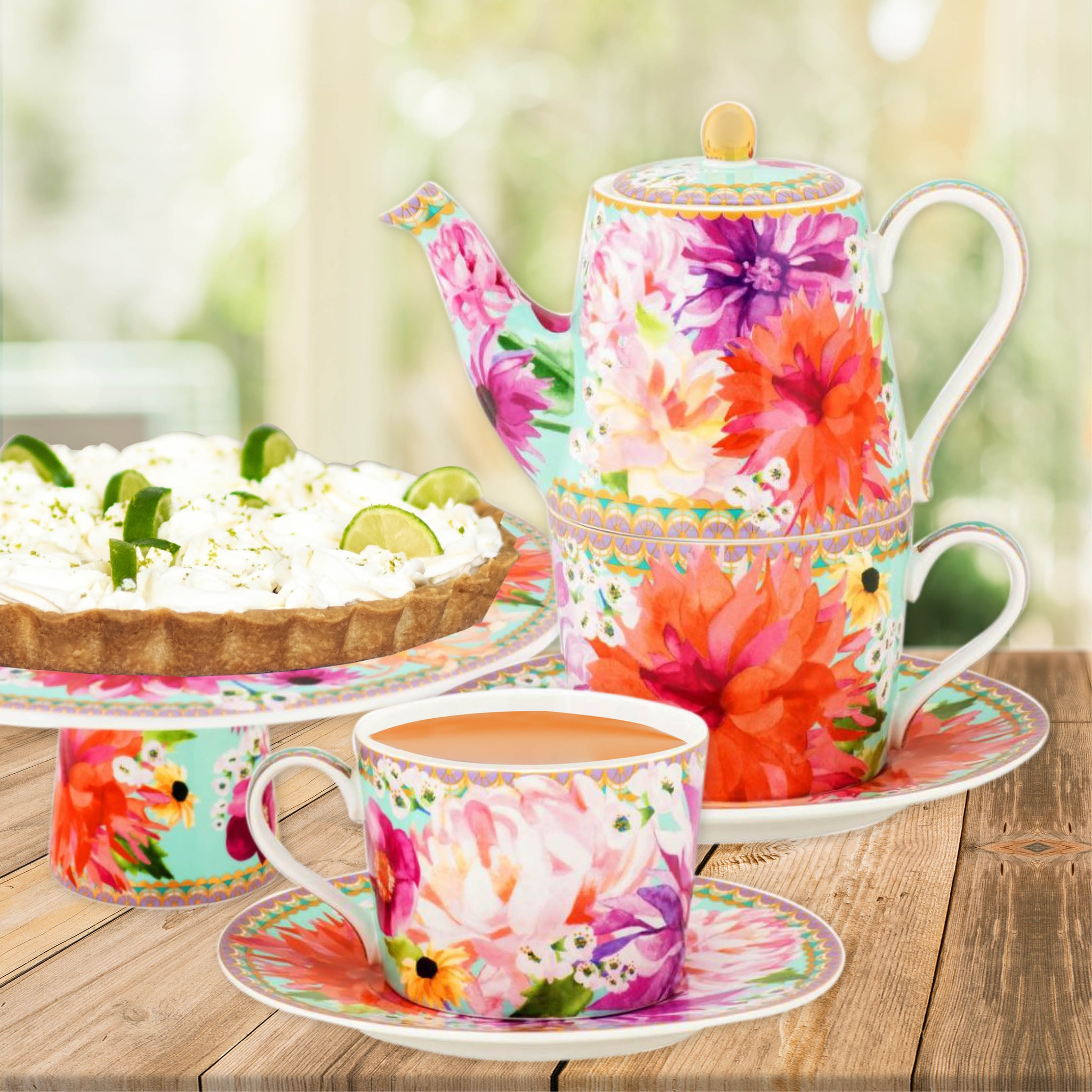 A gorgeous Dahlia Daze tea set from Maxwell & Williams Tea is
