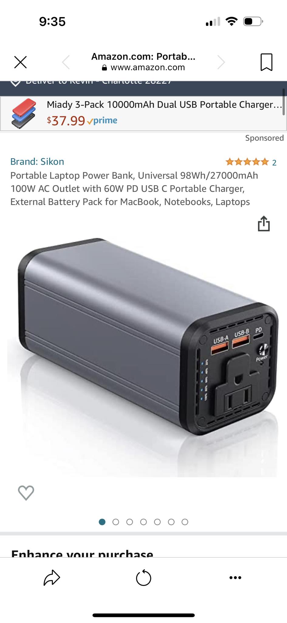 Portable 65W-85W AC Power Bank – 4 Ports, Gray, For Camping, Travel, Laptop Charging