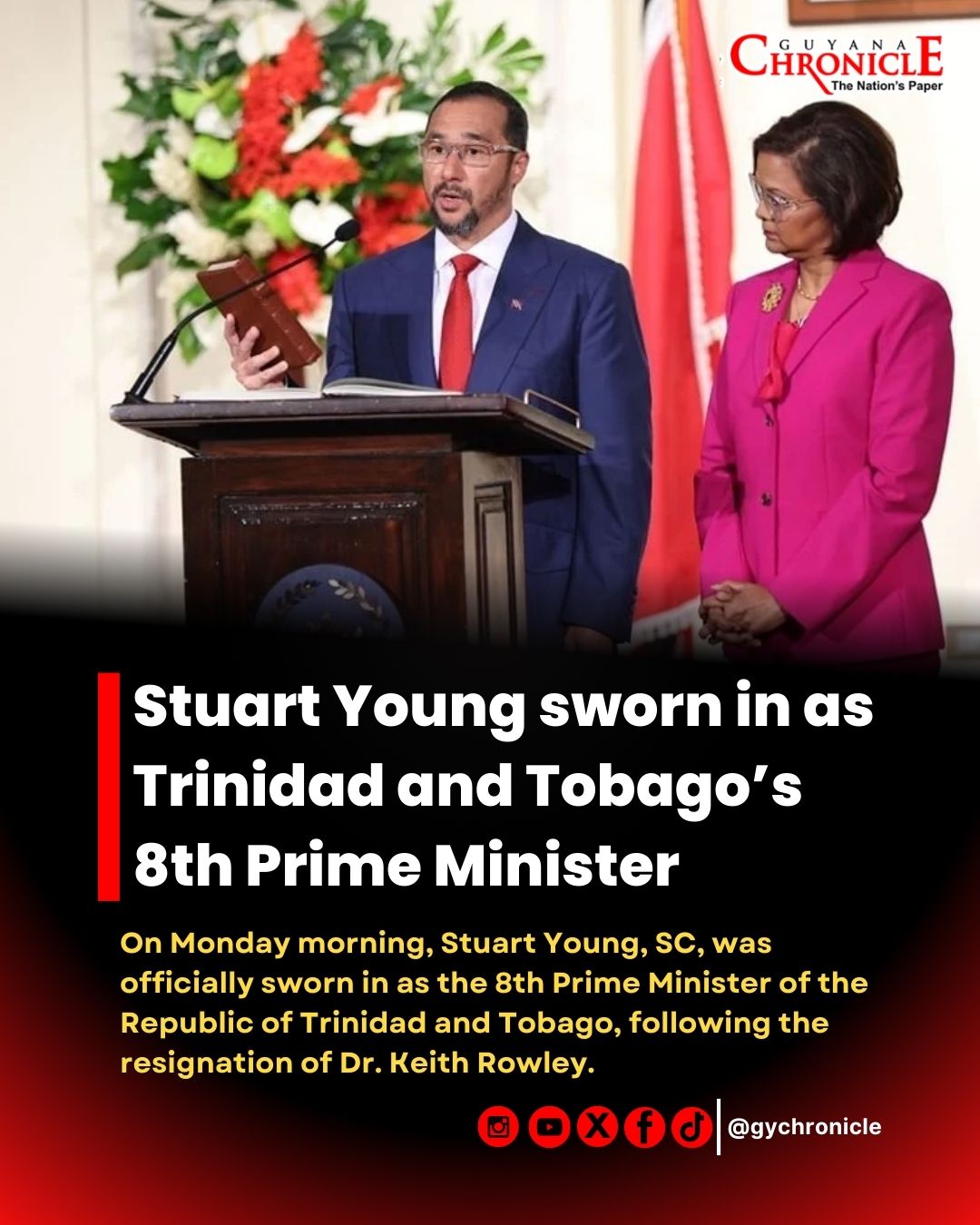 Guyana - 🇹🇹📍| Stuart Young, SC, was officially sworn in as the 8th ...