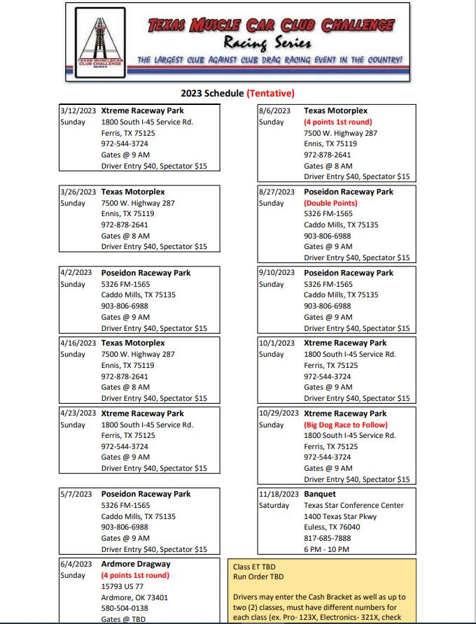 The 2023 schedule is up for the TMCCC!... - Scooter's Garage | Facebook