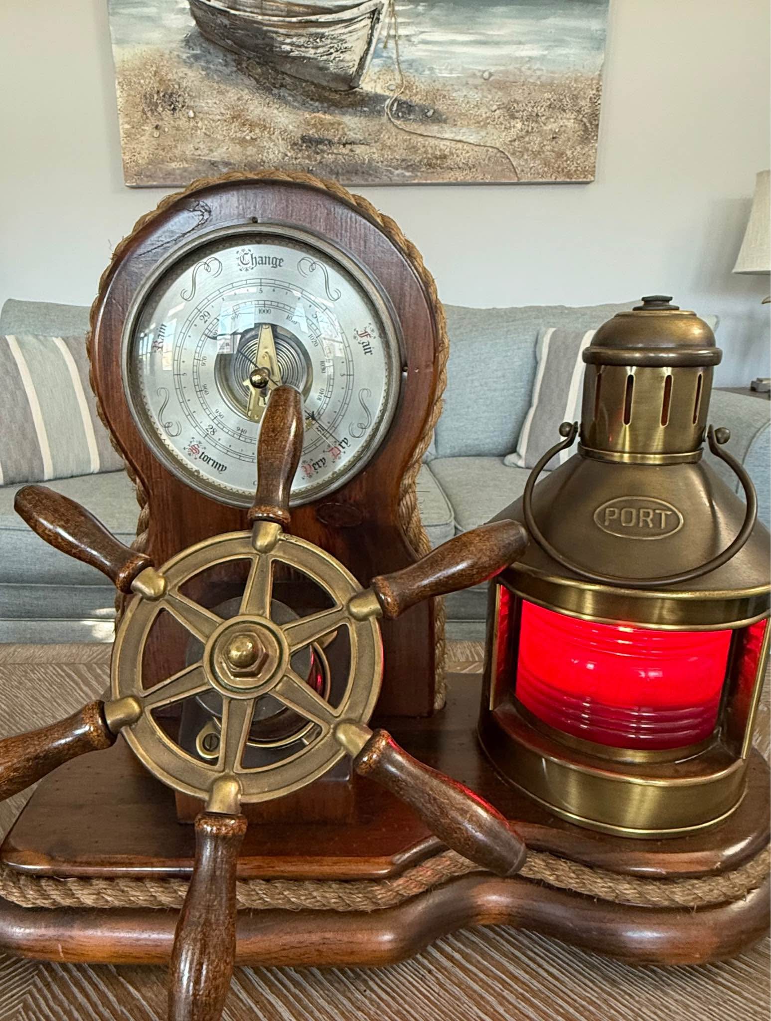 Beautiful Vintage Nautical Clock/Barometer/Light - Desk, Mantel & Shelf ...