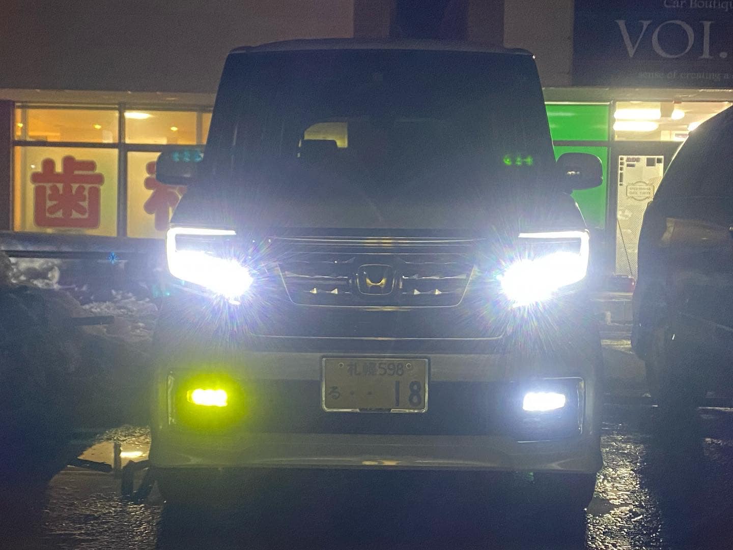 N-BOXカスタムの純正LEDフォグランプをイエローフォグに加工しました 