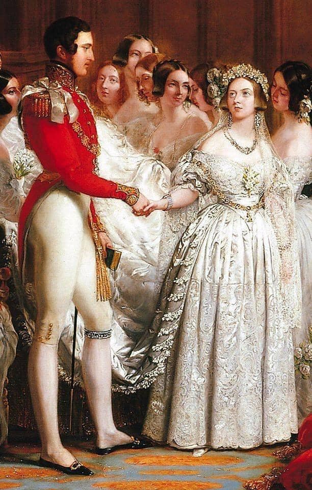wedding dress queen victoria and Prince Albert were married on this day, 1840. The young Queen wore a of cream silk satin with deep lace flounces and Albert wore the Garter presented to Bodycon Dresses For Women Size:2