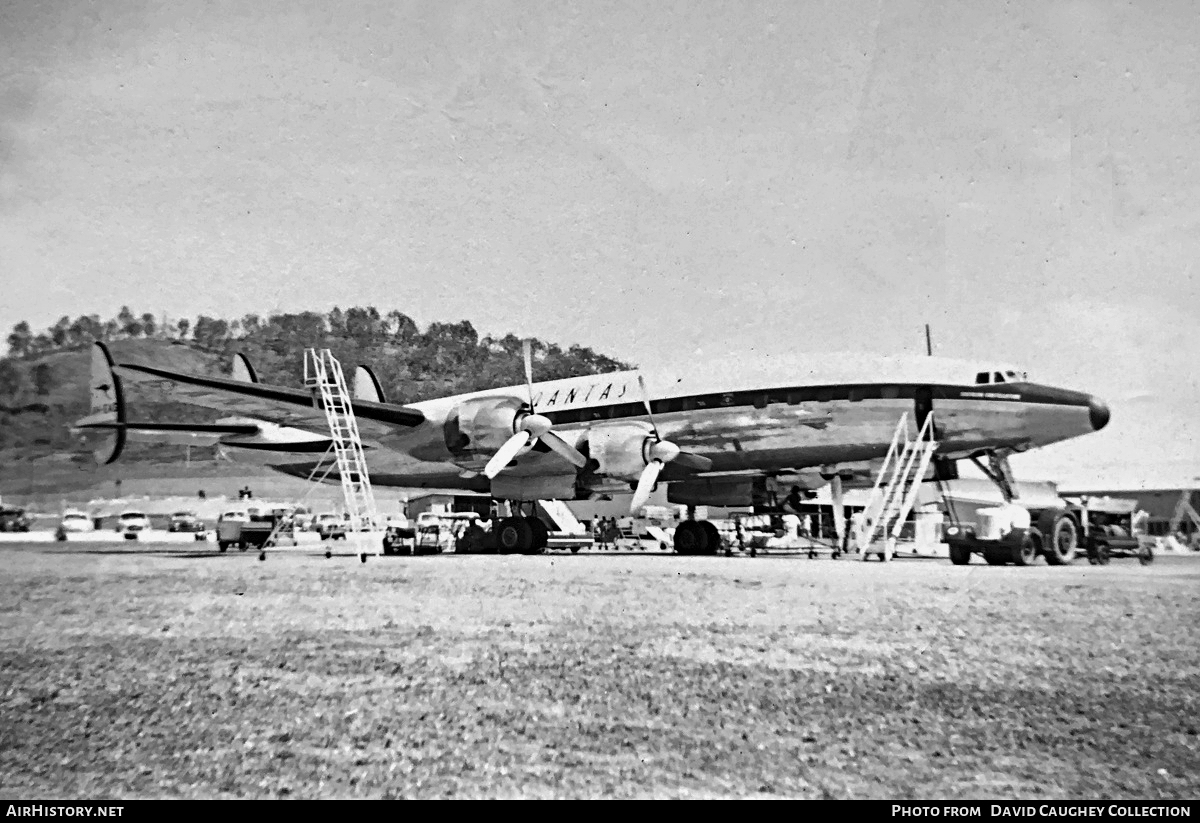 Qantas L-1049 Super Constellation model and 1963 photo