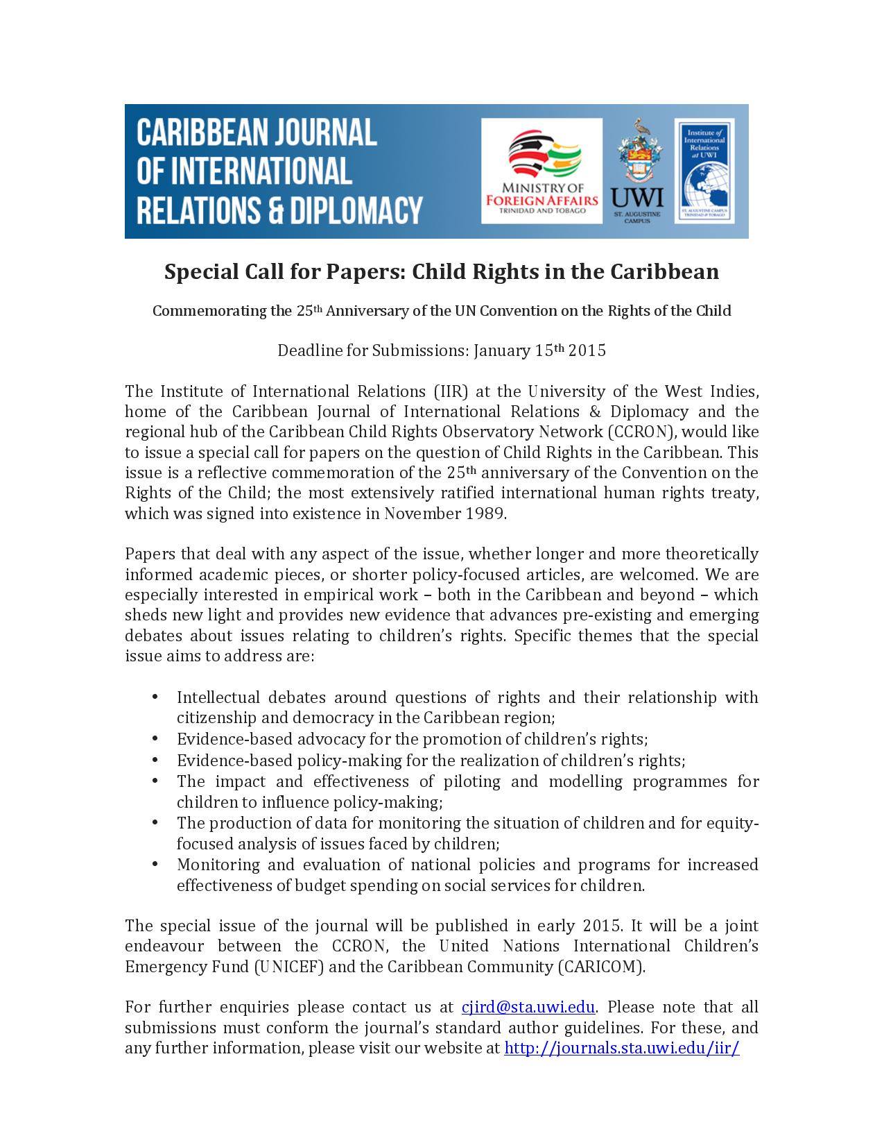 Caribbean Journal of International Relations and Diplomacy