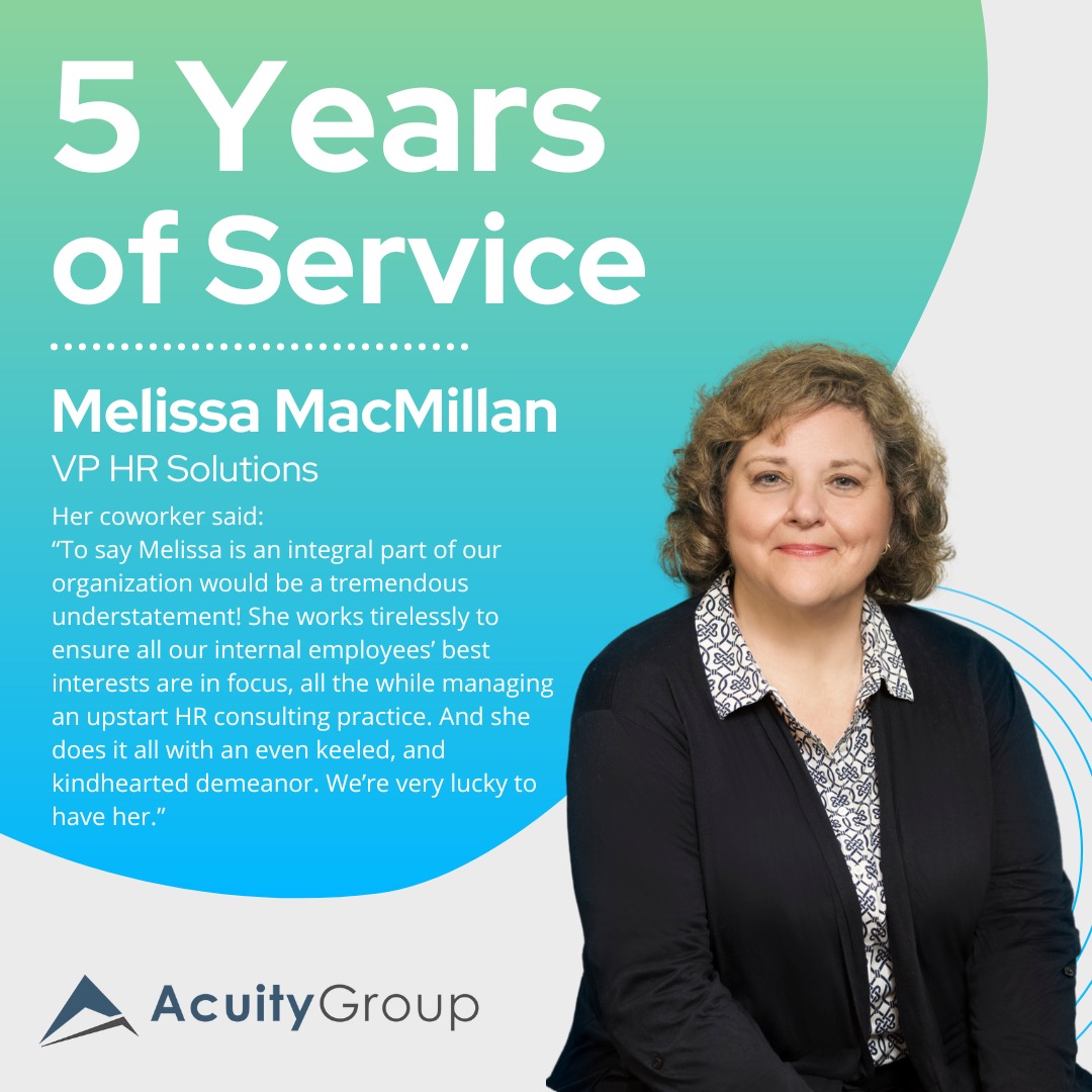 Acuity Group - Congratulations to Melissa on your 5 year work ...