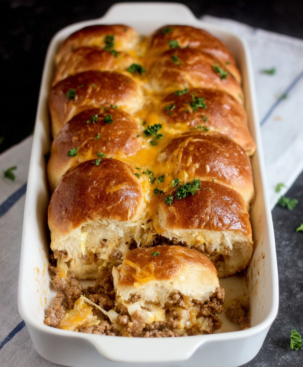 Easy - Runza Casserole Ingredients: 1 pound ground beef 1 medium onion ...