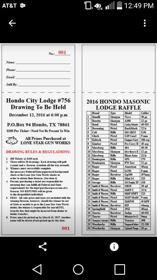 Hondo - Raffle tickets have been ordered and will hopefully be in by ...