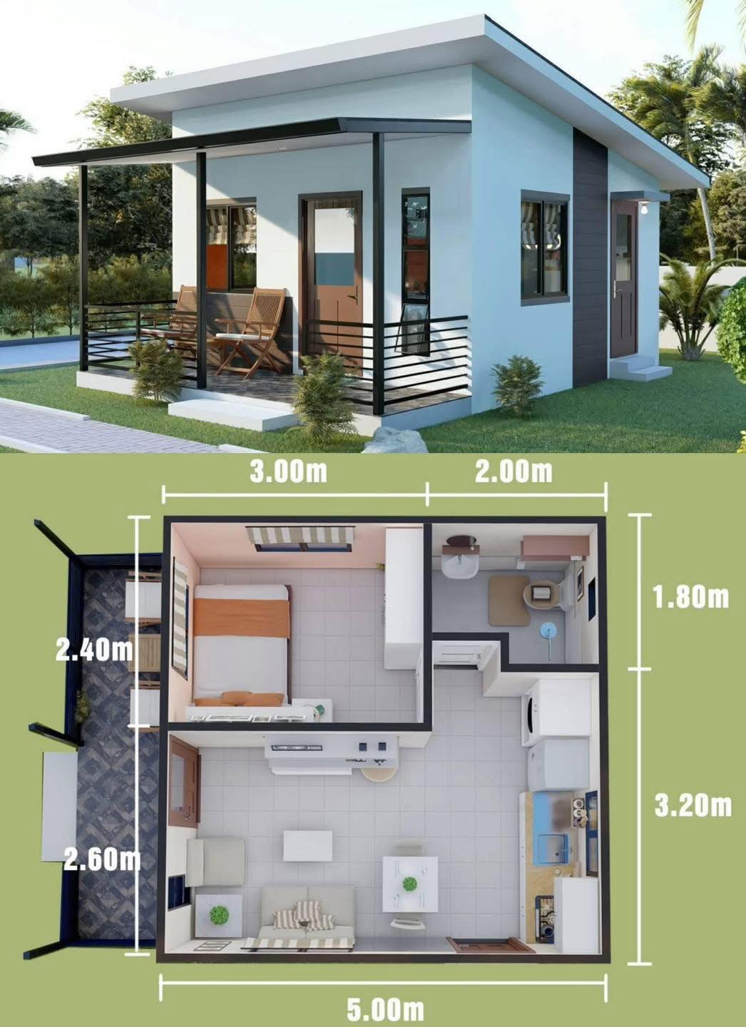 แบบบ้านงบน้อยสร้างได้ - บ้านหลังเล็กๆ มินิมอลสีขาว 1 ห้องนอน 1 ห้องน้ำ ...