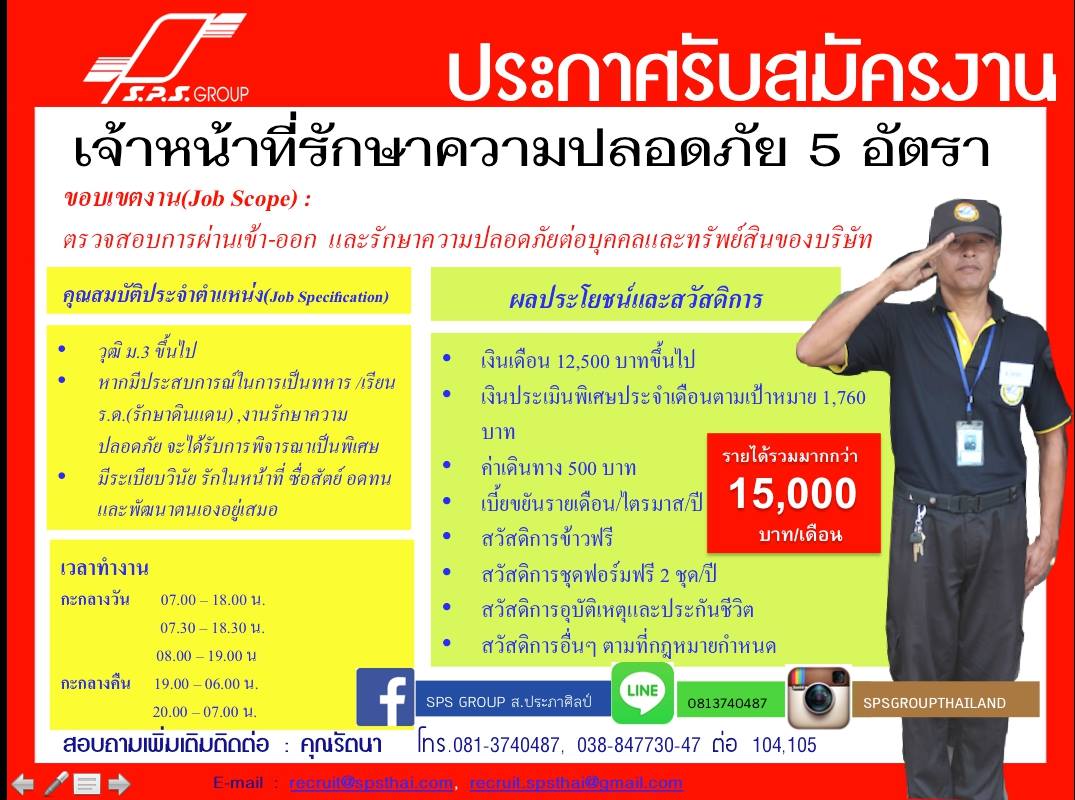 SPS Intertech Public Company Limited - รับสมัครด่วน 👮 รปภ.ขั้นเทพ 👆 ...