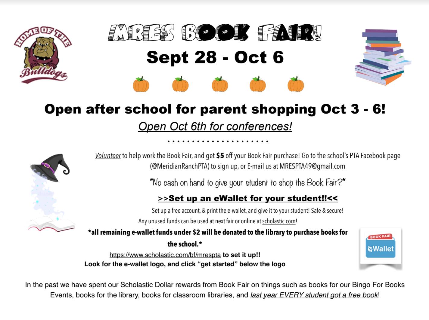 Meridian Ranch Elementary PTA - 🚨 MRES FAMILIES 🚨 Our fall book fair is ...