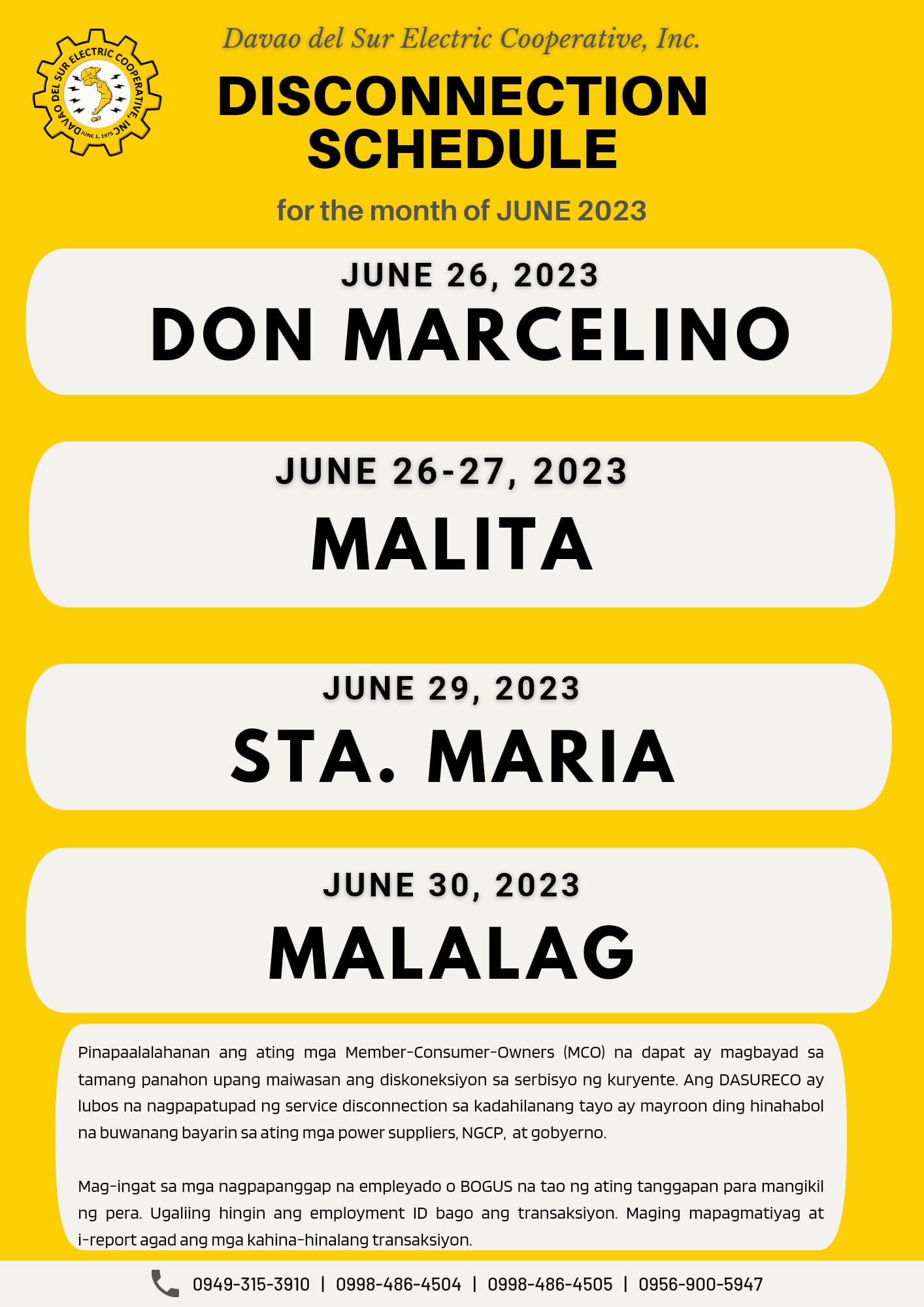 Ncecco Davao del Sur and Davao Occidental