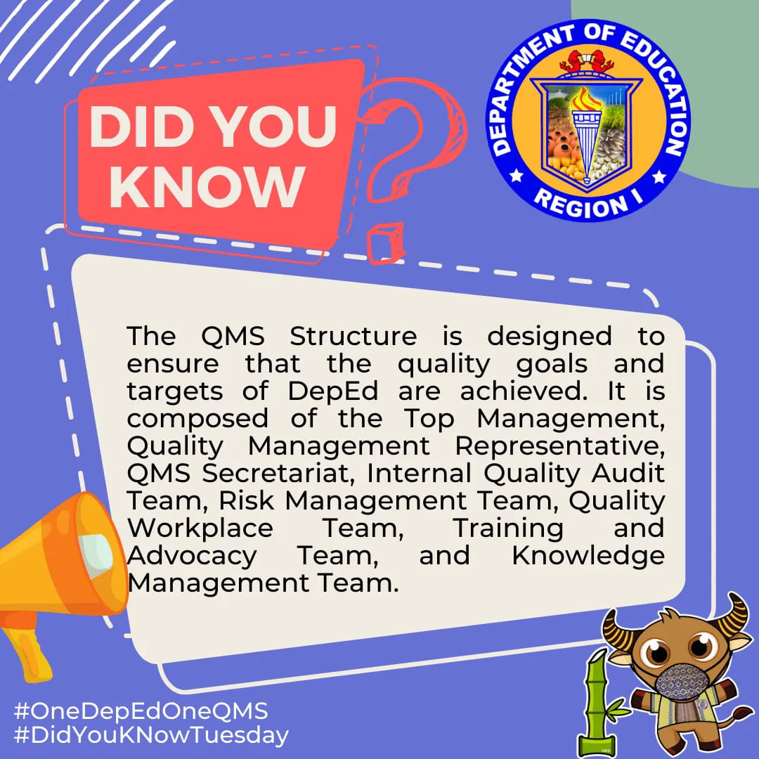DepEd Region I - The QMS Structure is designed to ensure... | Facebook
