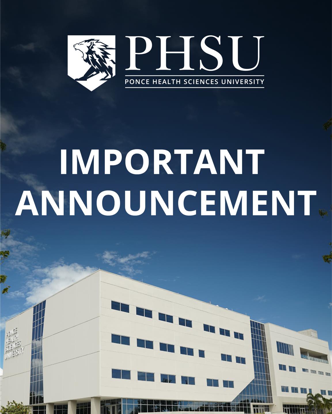 PHSU - 📢 Student Notification – Campus Operations Update... | Facebook