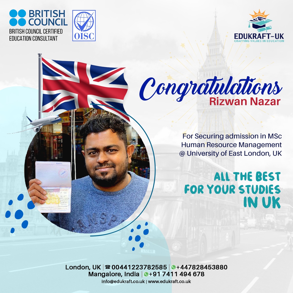 Congratulations Rizwan Nazar • For... - Edukraft Consultancy
