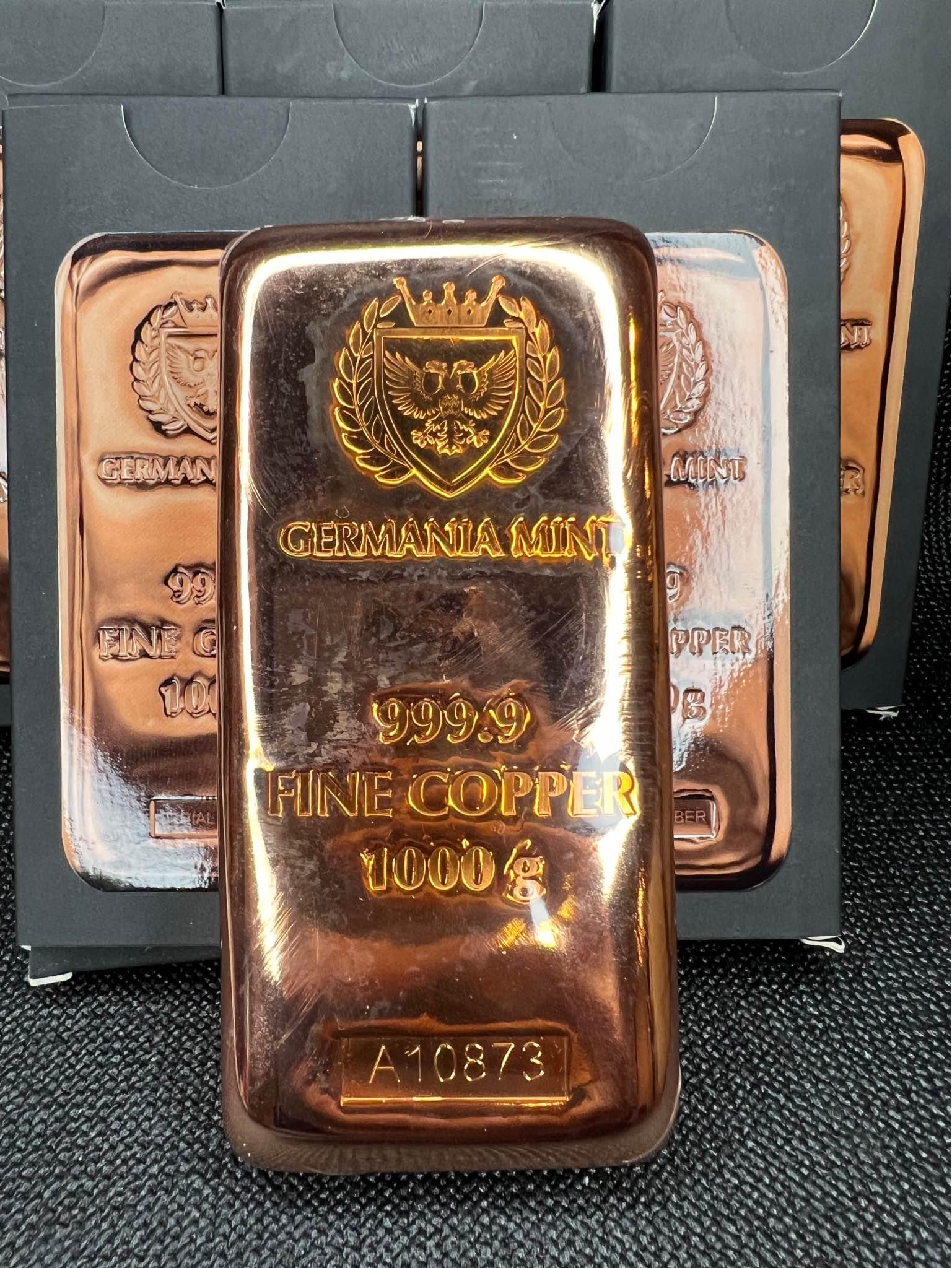 1 Kilo Germania Mint Cast Copper Bar - Coins & Paper Money 
