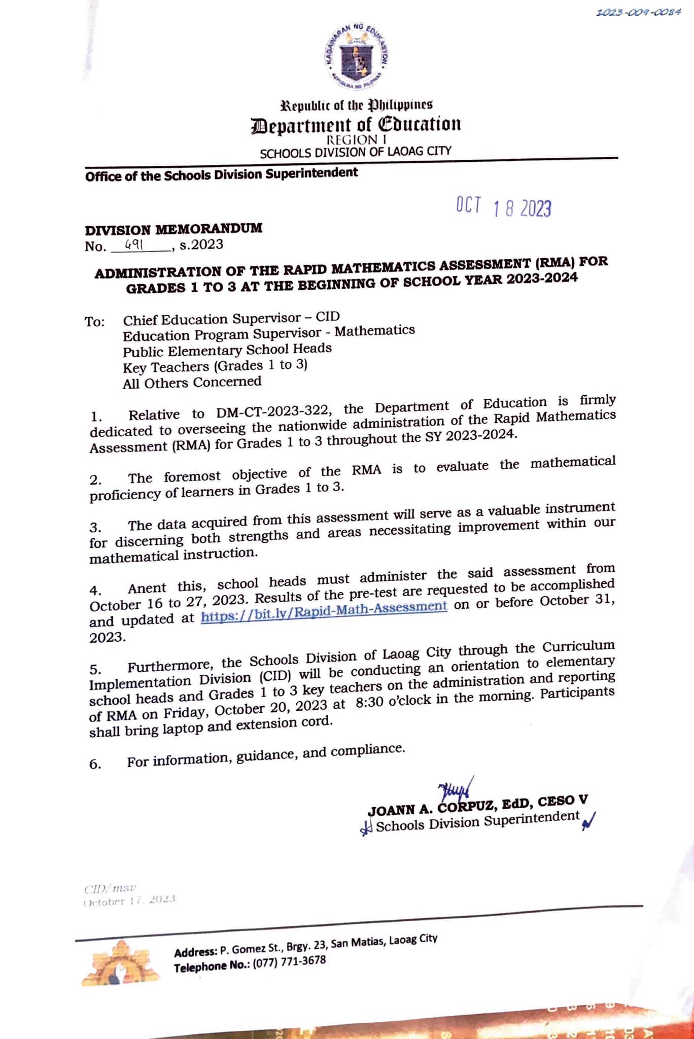 Administration of the Rapid... - DepEd Tayo Laoag City