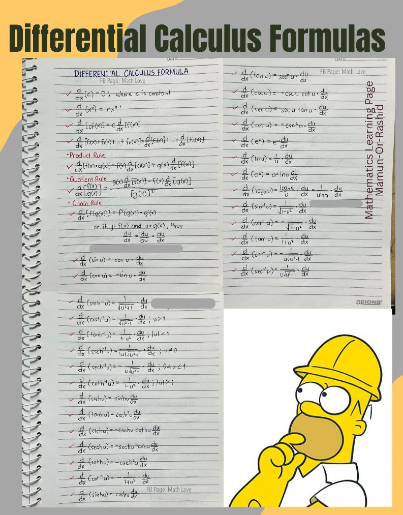 Mathematics - Differential Calculus Formulas 🥰🌹 ️ | Facebook
