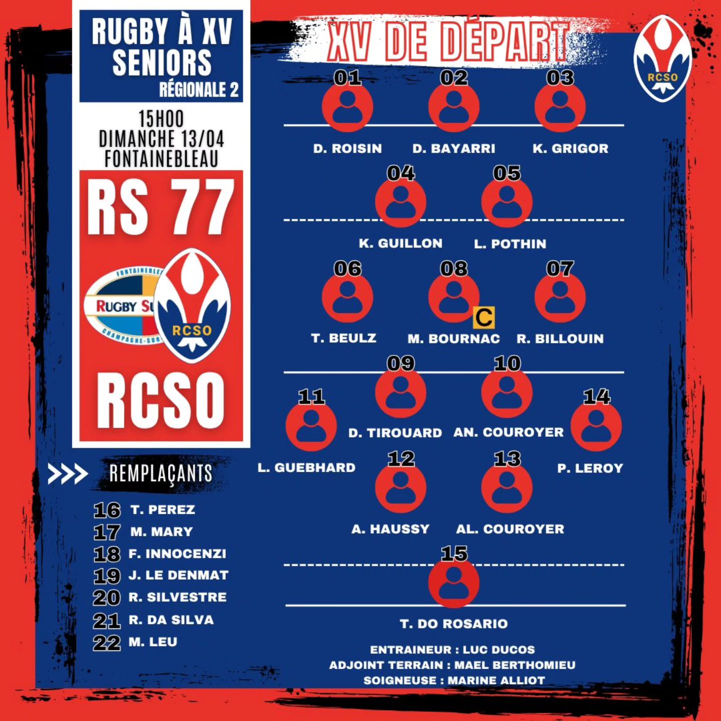RCSO - 🚨 Composition d'équipe 🚨 Voici la composition du RCSO pour le ...