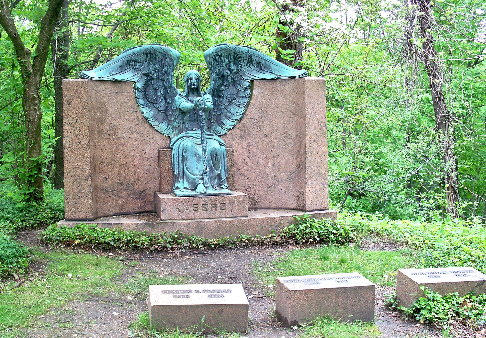 An angel snuffing out a torch. Lakeview Cemetery , Cleveland