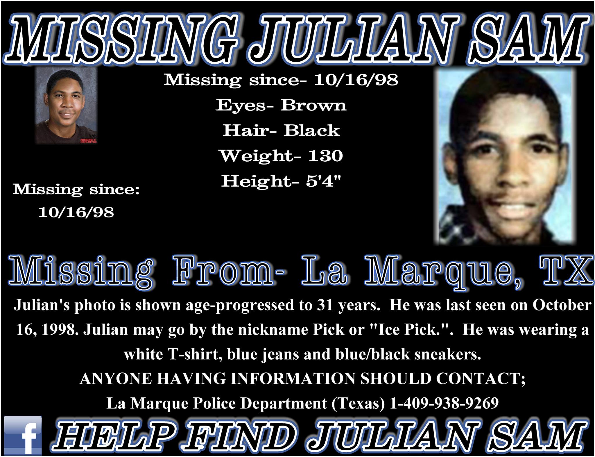 Help - Missing Julian Sam Missing From- La Marque, TX Missing since- 10 ...