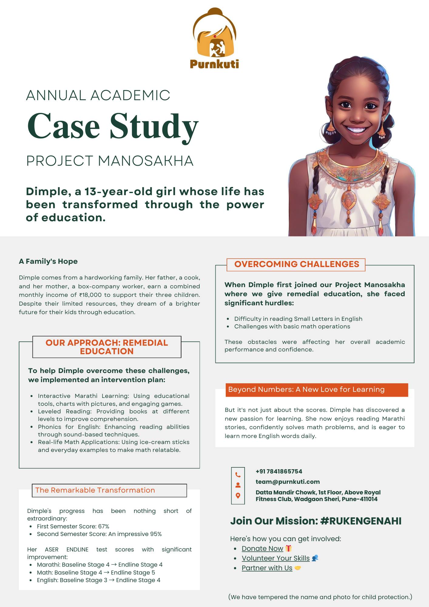 Purnkuti - 📖 Education Transforms Lives! 📖 Meet Dimple, a bright 13 ...