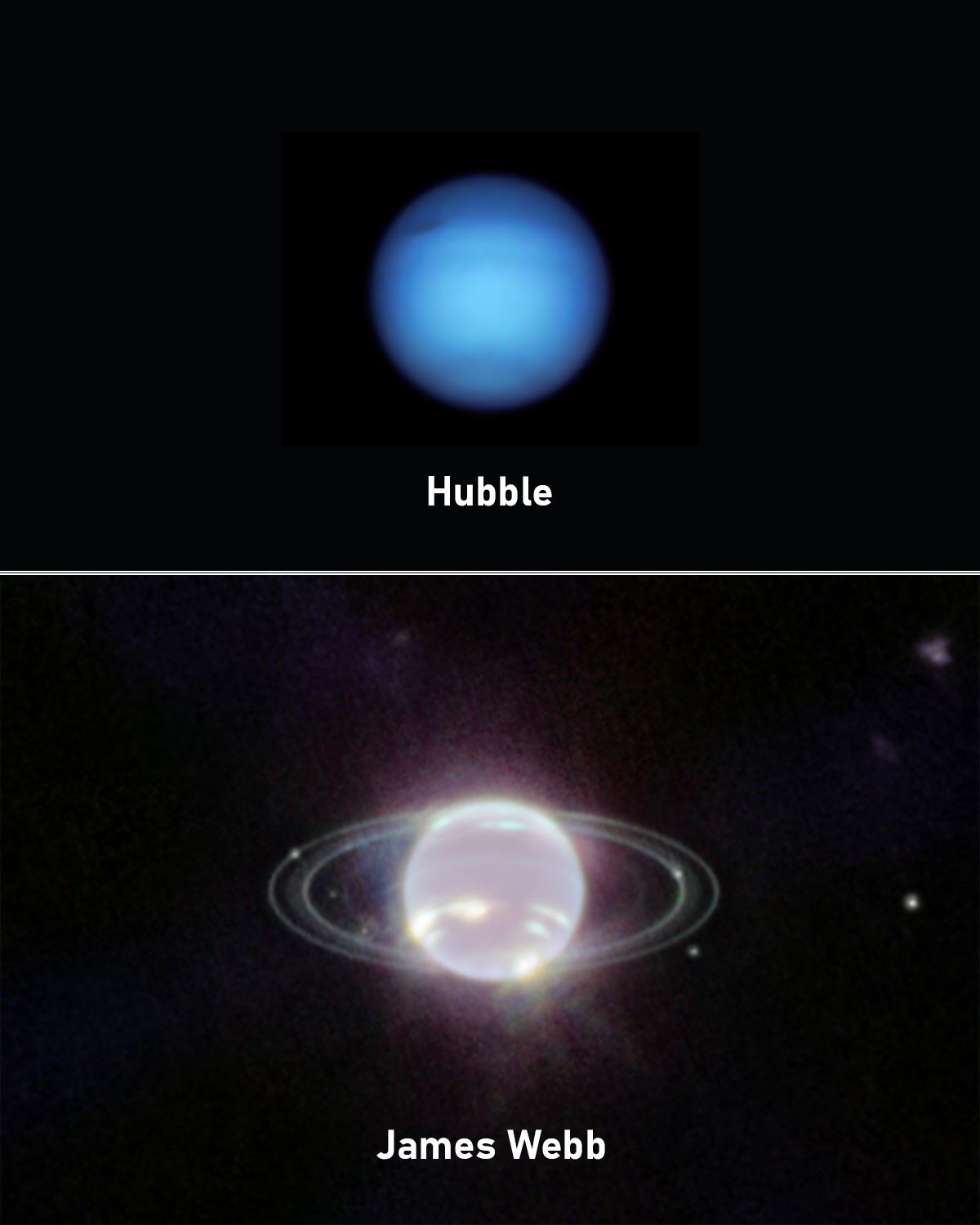 Astronomy - Neptune seen through two different eyes: JWST vs. Hubble 🔭🌀 ...