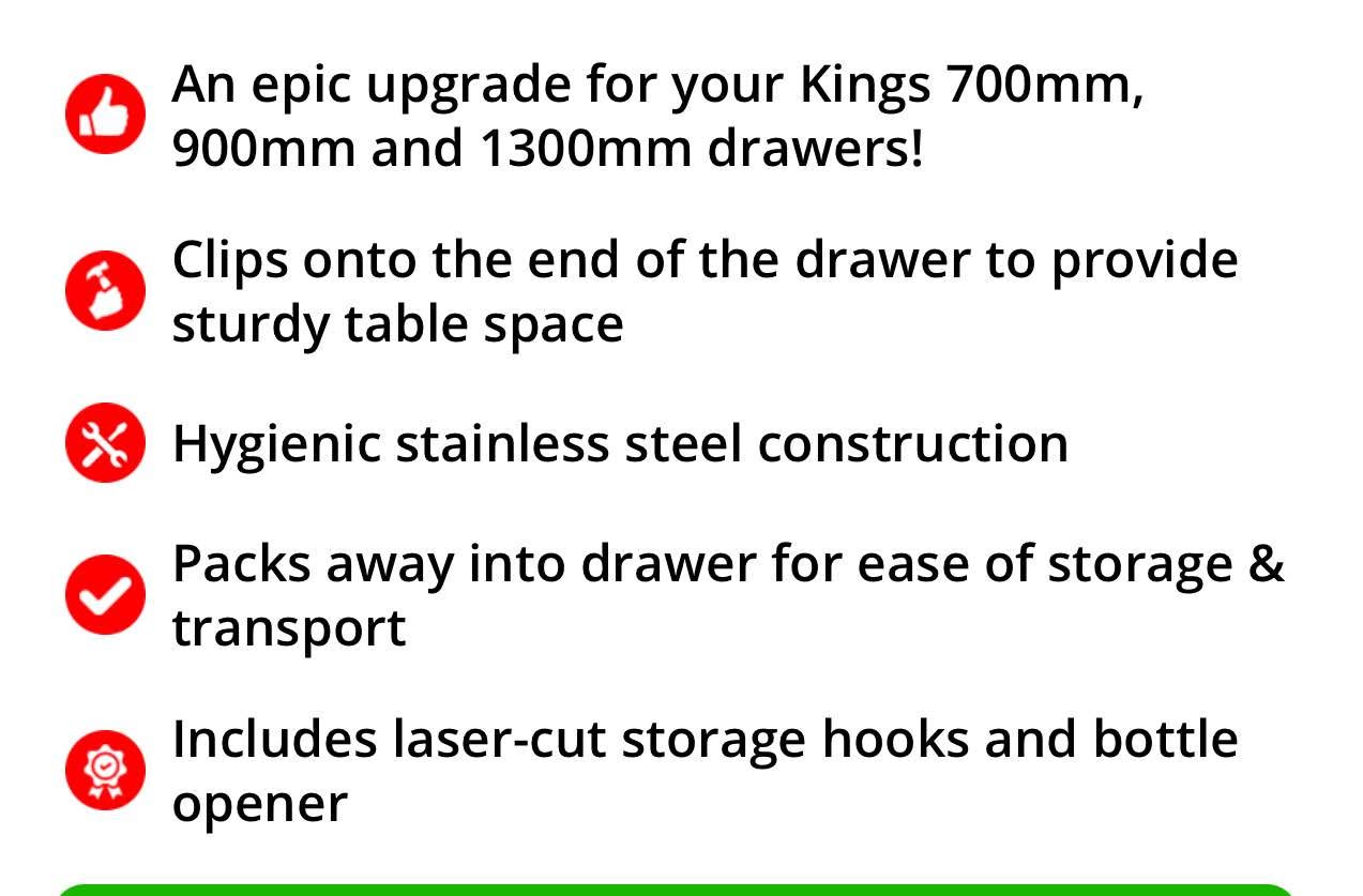 Kings Drawer Table - Suitable for 700mm, 900mm & 1300mm Kings Drawers ...
