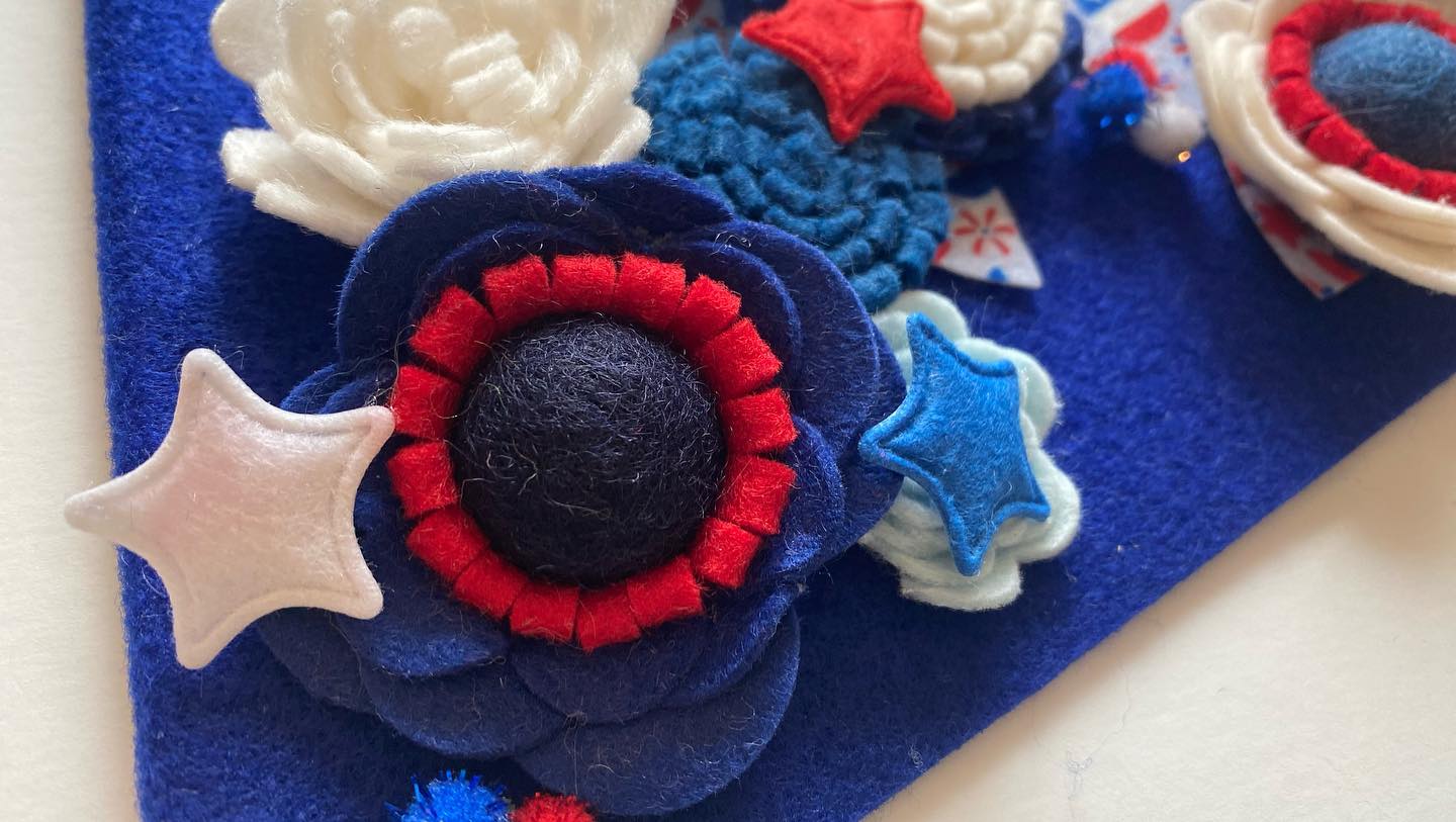 New handmade felt flower flag