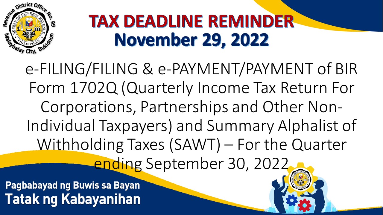e-FILING/FILING & e-PAYMENT/PAYMENT... - BIR RDO 99 Bukidnon | Facebook