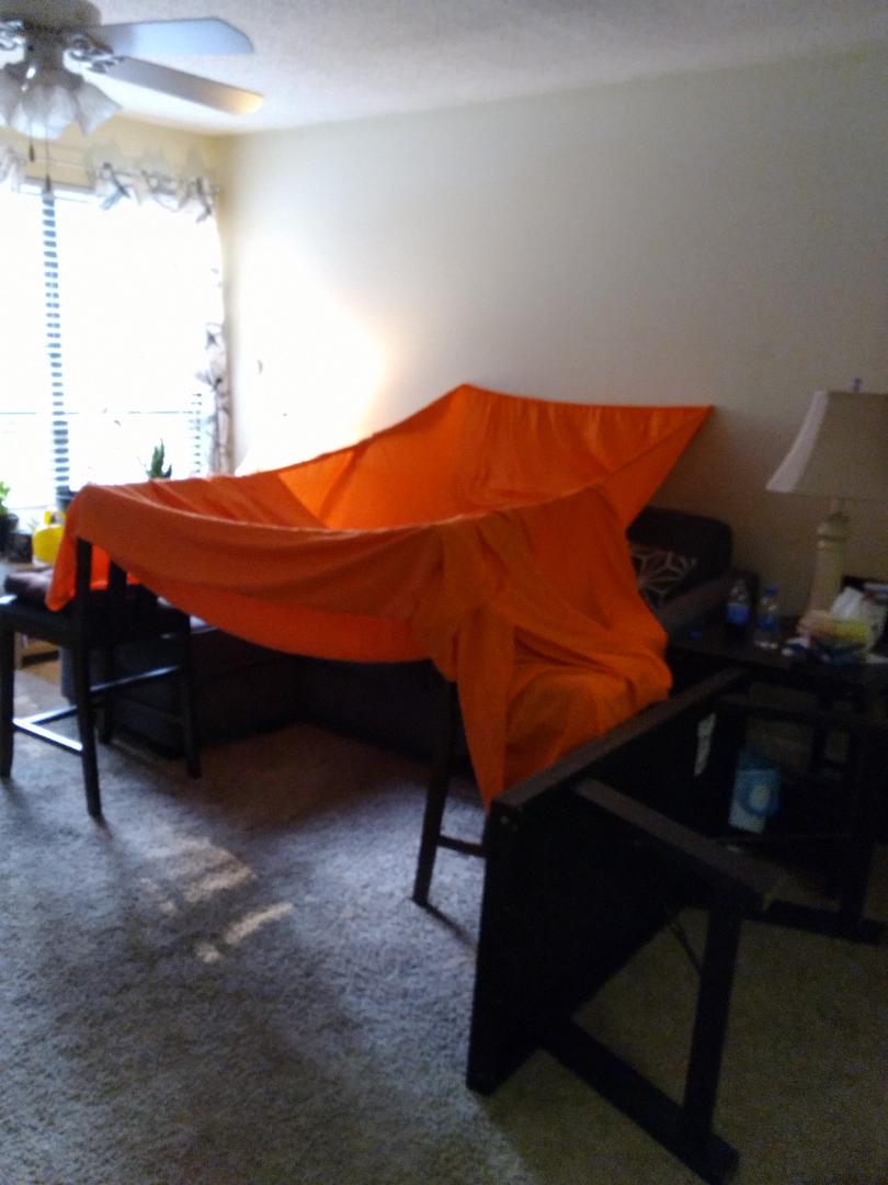 1970s themed sleepover with homemade tent and popcorn