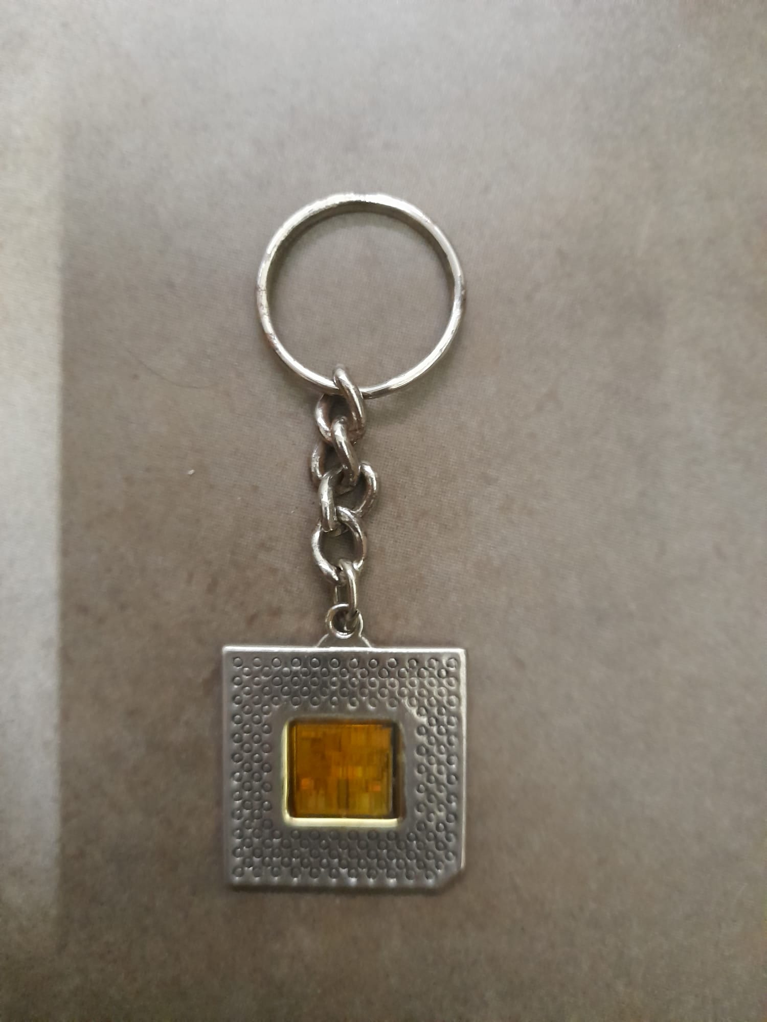 A Pentium chip keychain, Intel souvenir.