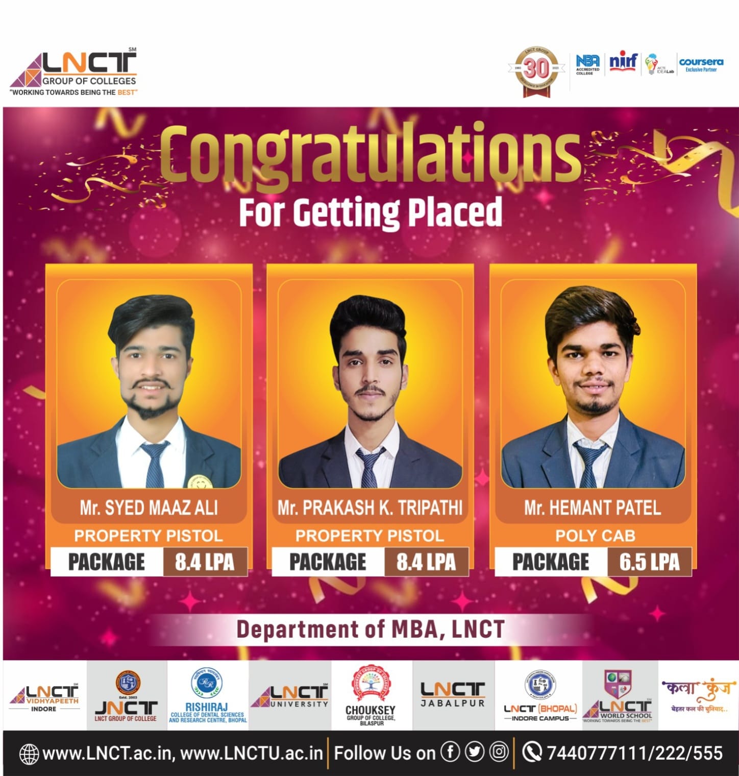 LNCT MBA 23-24 - Congratulations to Syed Maaz Ali, Mr....