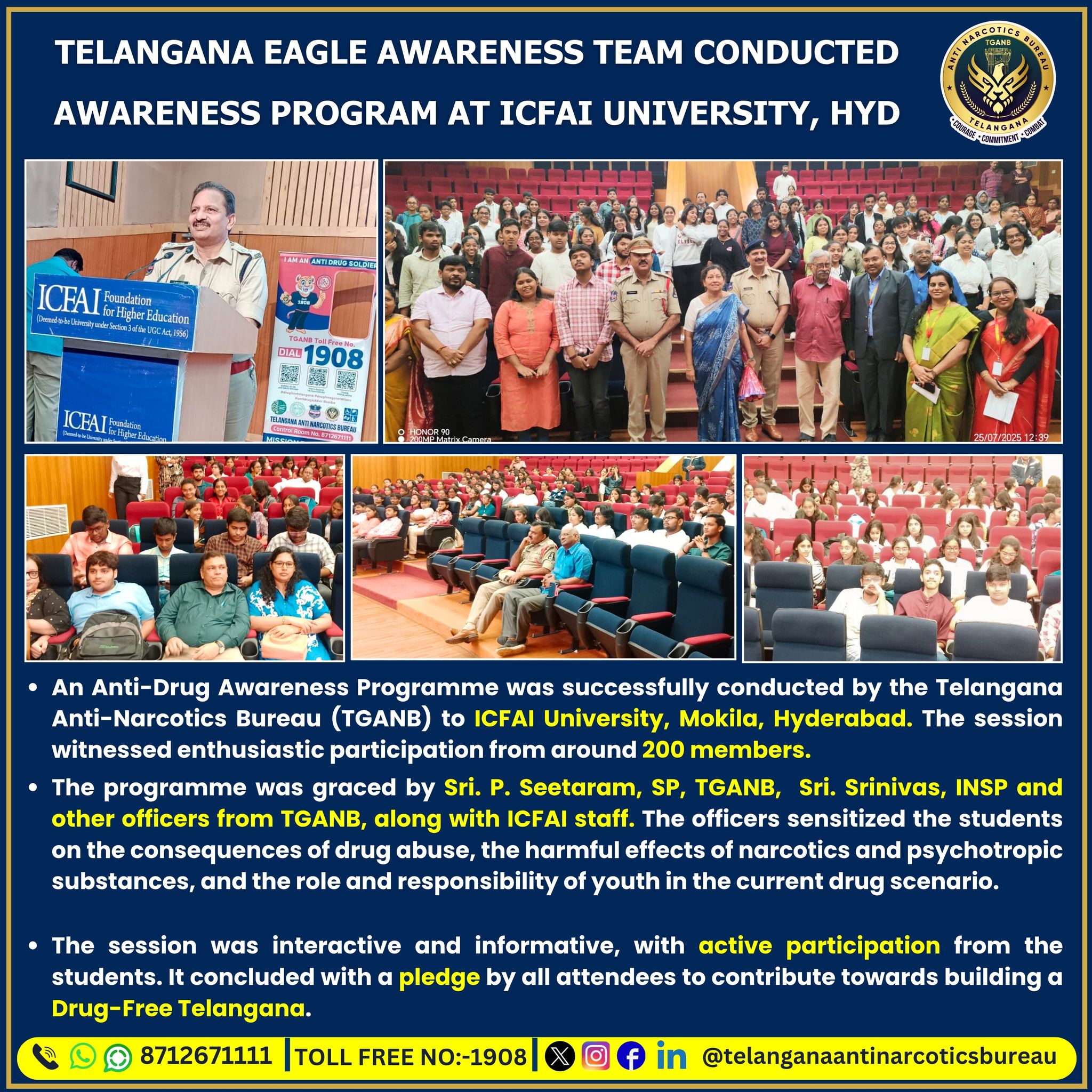 Telangana - TGANB held an Anti-Drug Awareness programme at ICFAI ...