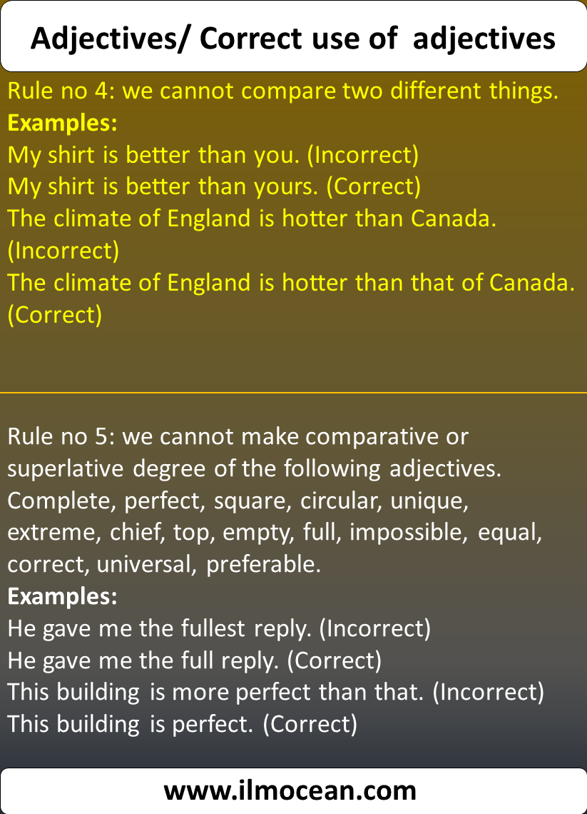 ILM Ocean - How to use adjectives correctly? Here are some...