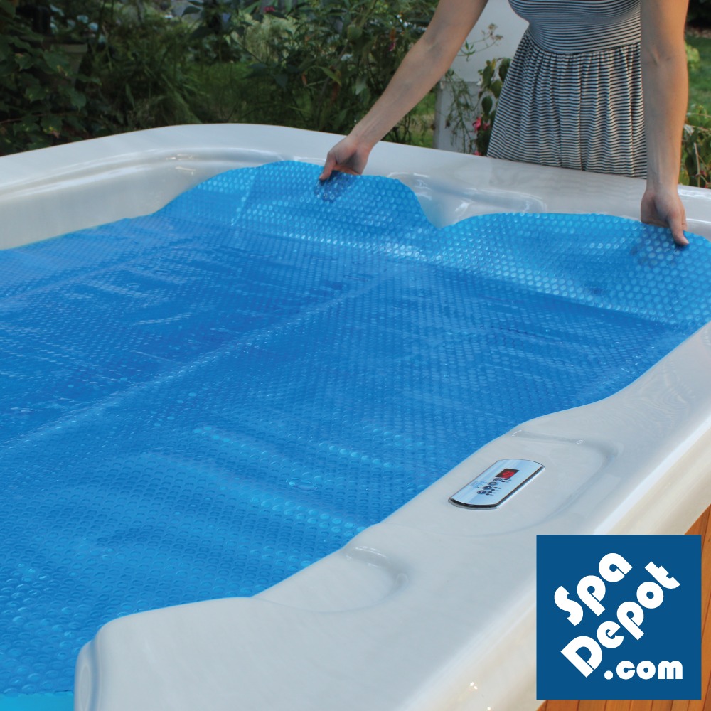 7x7ft ThermoFloat Hot Tub Solar Cover - 16mil Bubble Blanket, Trimmable