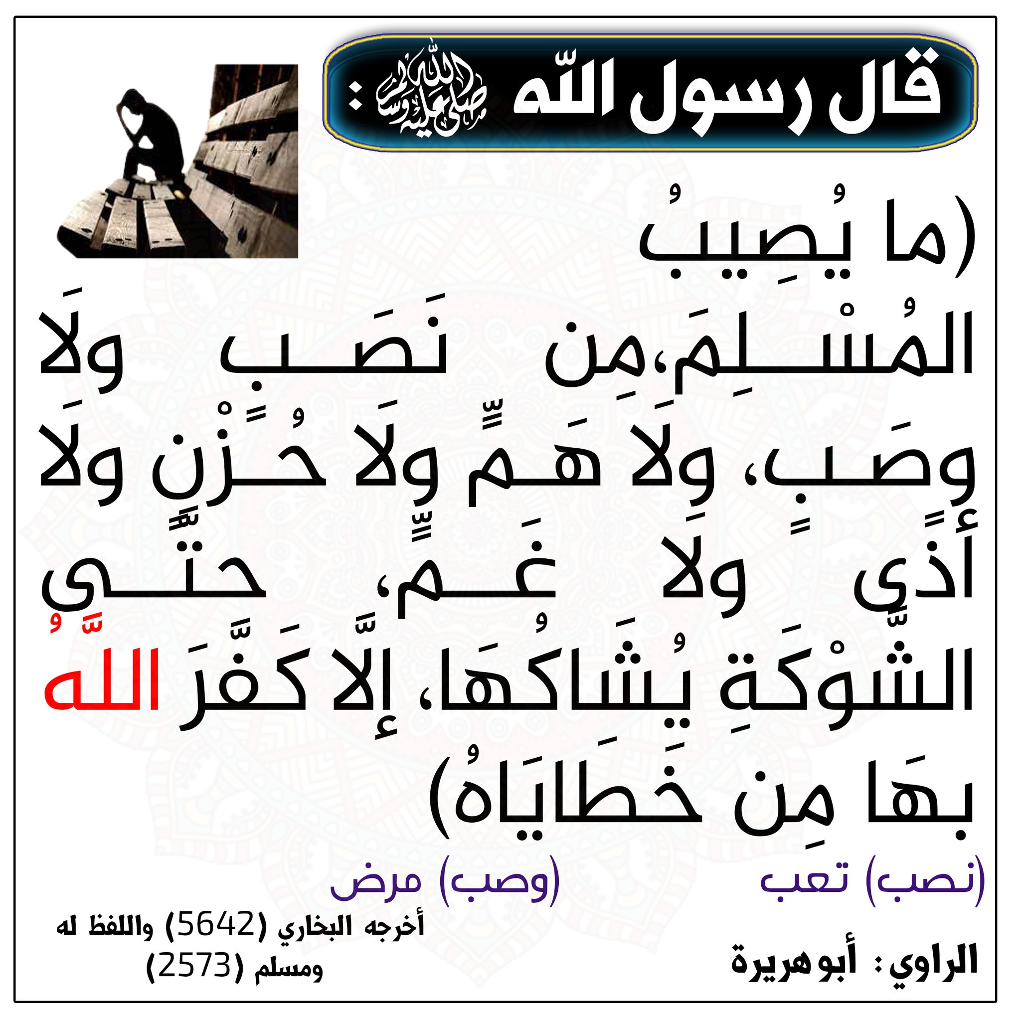 اذكر الله - قال رسول الله صلى الله عليه وسلم : ما يُصِيبُ المُسْلِمَ ...