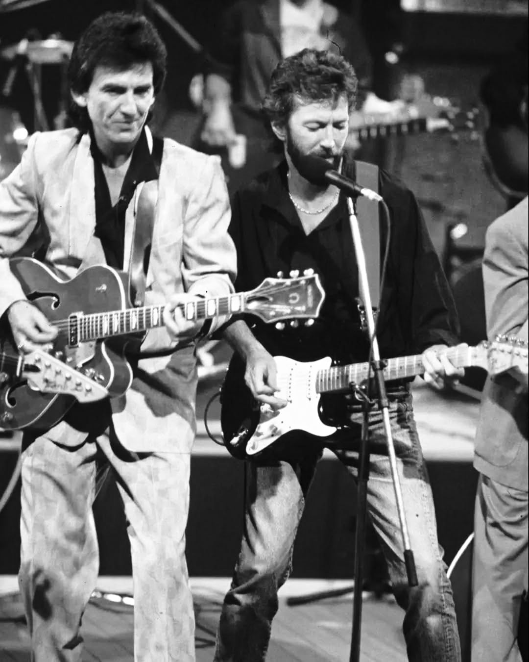 George Harrison, Carl Perkins and Eric Clapton, 1985