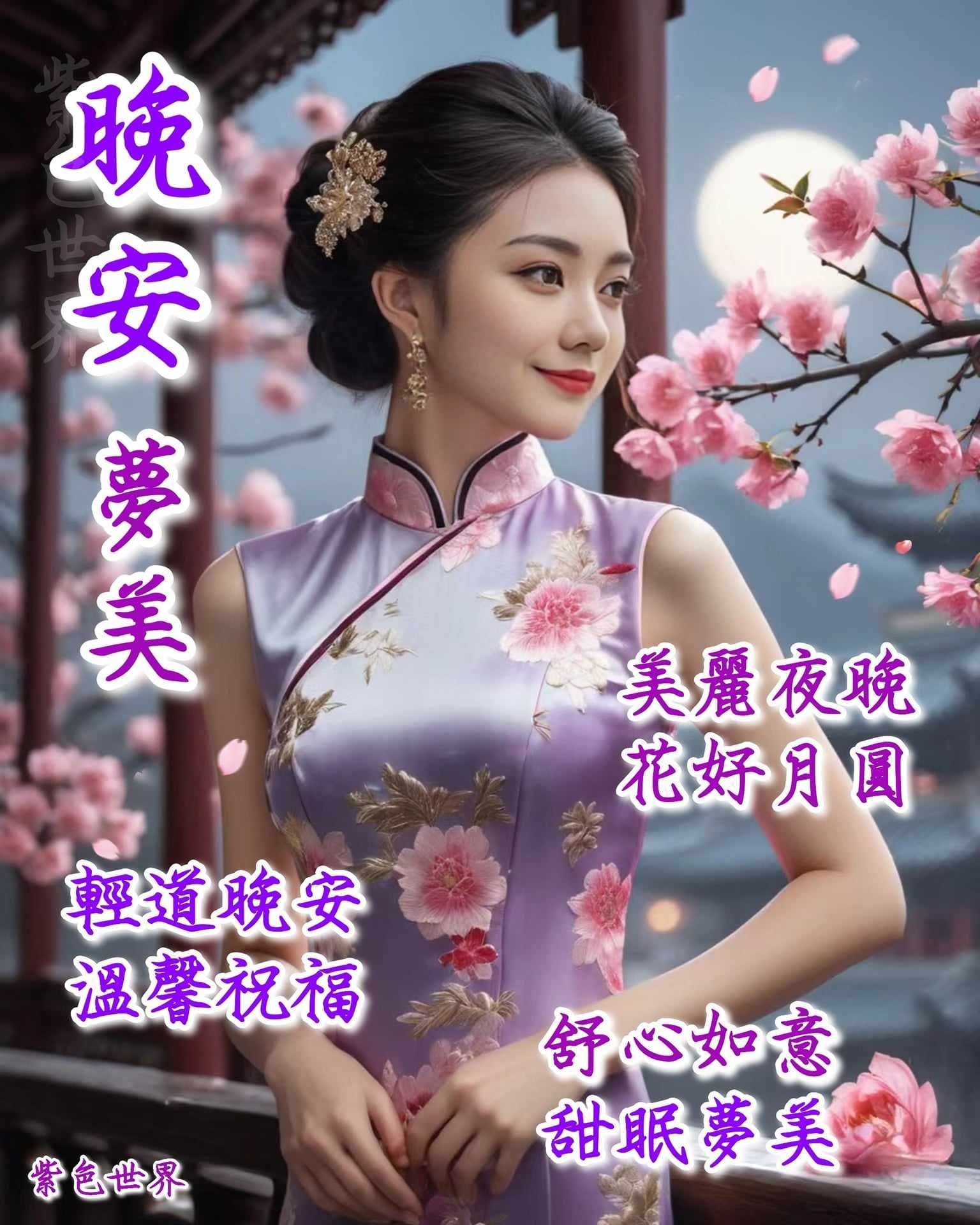💜今夜是个美丽的夜晚，向各位轻轻道声晚安，送上温馨的祝福，祝大家舒心如意，甜眠... - 紫色世界 Purple World