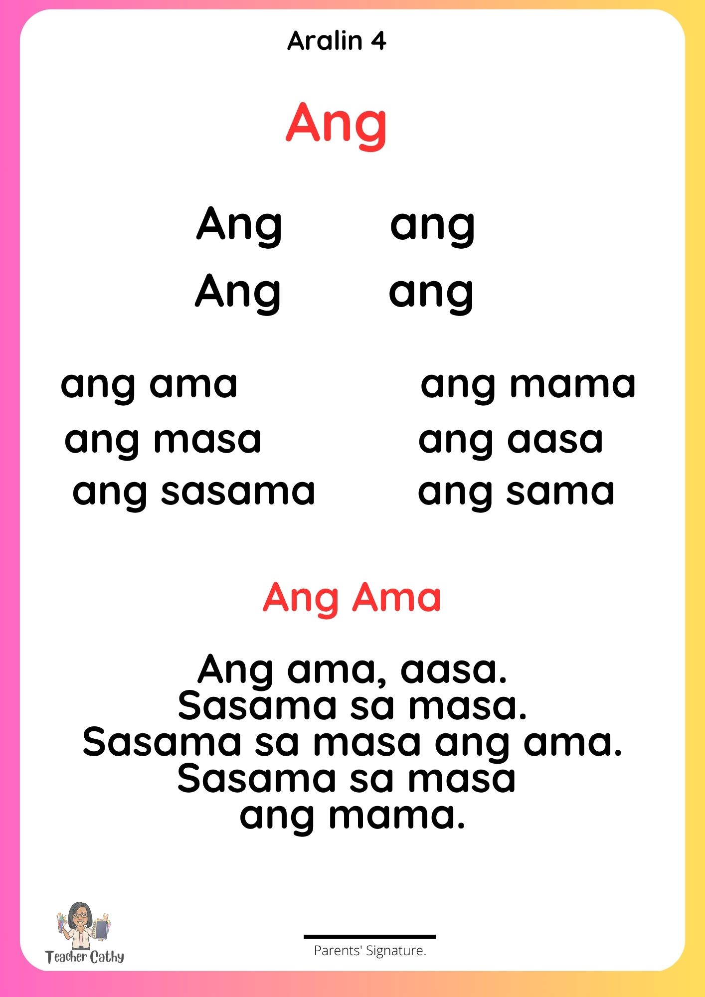 Teacher Cathy - Kindergarten Pagsasanay sa Pagbasa | Facebook