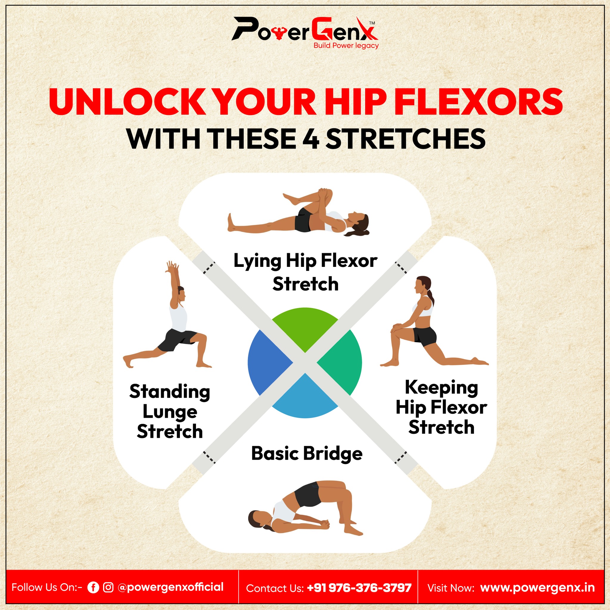 PowerGenx - 🌟 Unlock Your Hip Flexors with These 4 Stretches! 🌟 Feeling ...