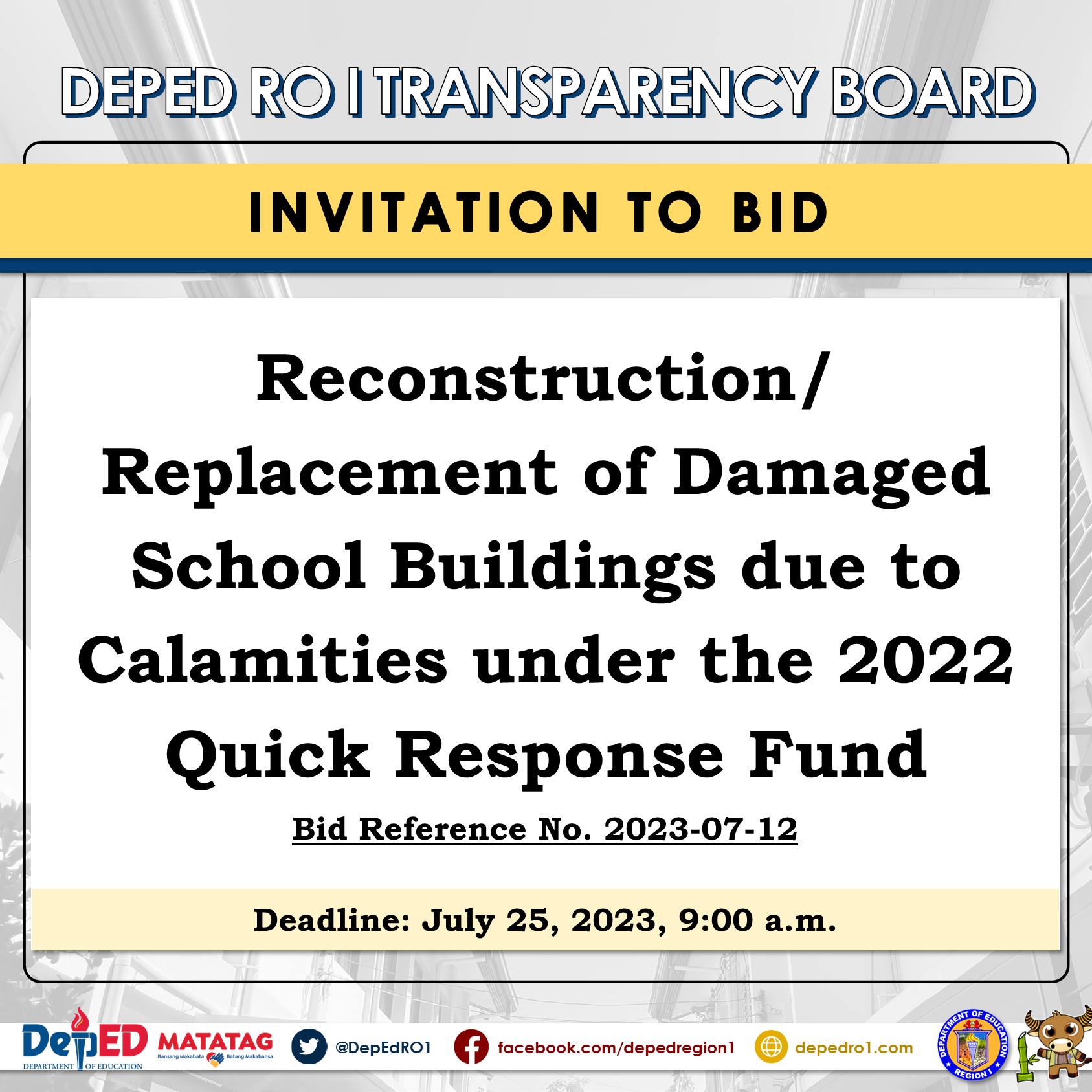 DepEd Region I - 📋 Invitation to Bid from all qualified...
