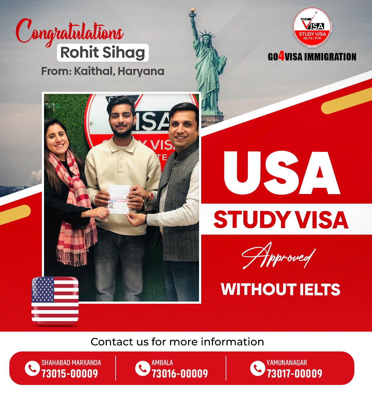 Go4Visa Haryana - CONGRATULATIONS TO ROHIT SIHAG FOR THE...