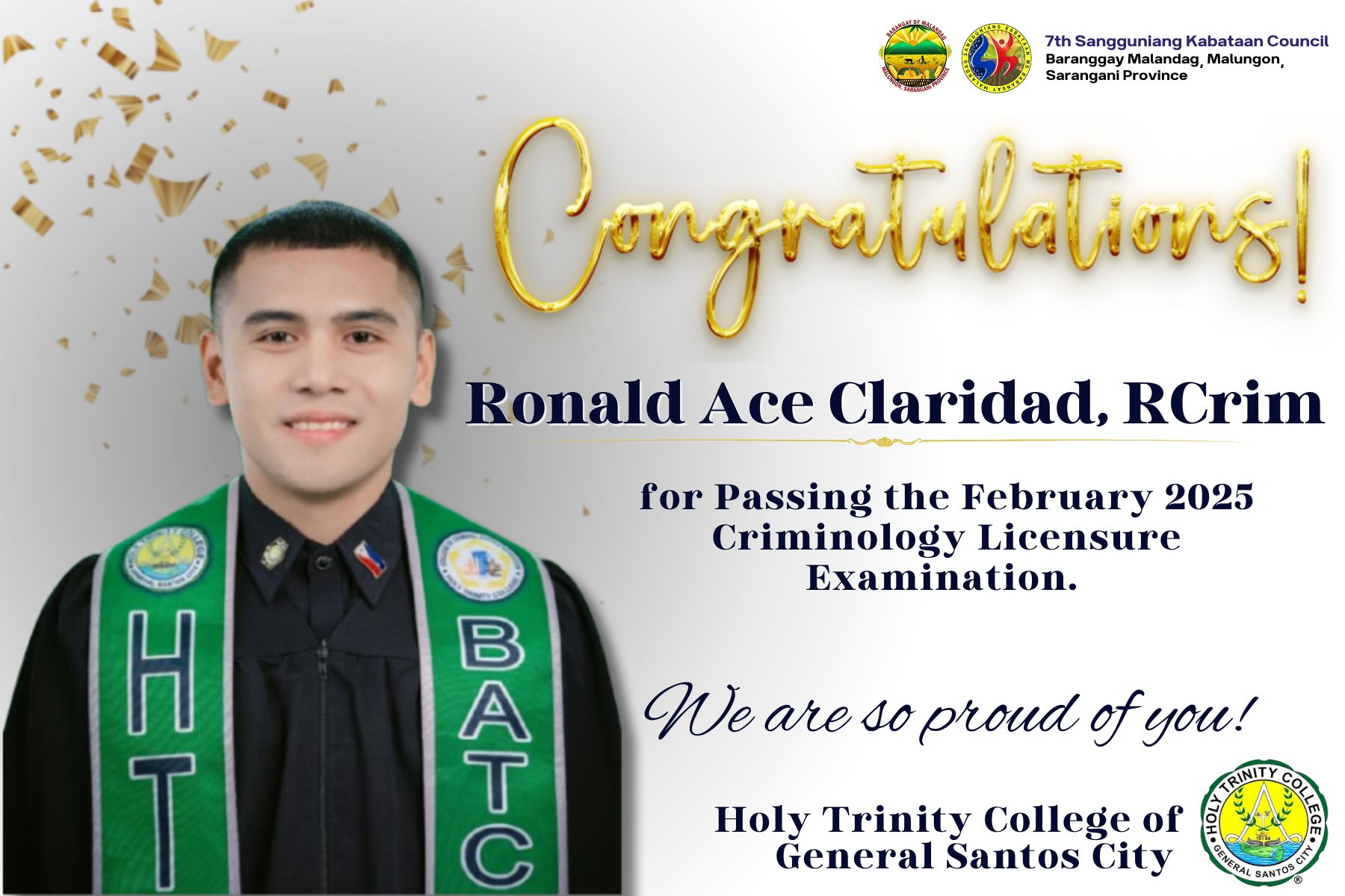 CONGRATULATIONS... - Sangguniang Kabataan ng Barangay Malandag | Facebook