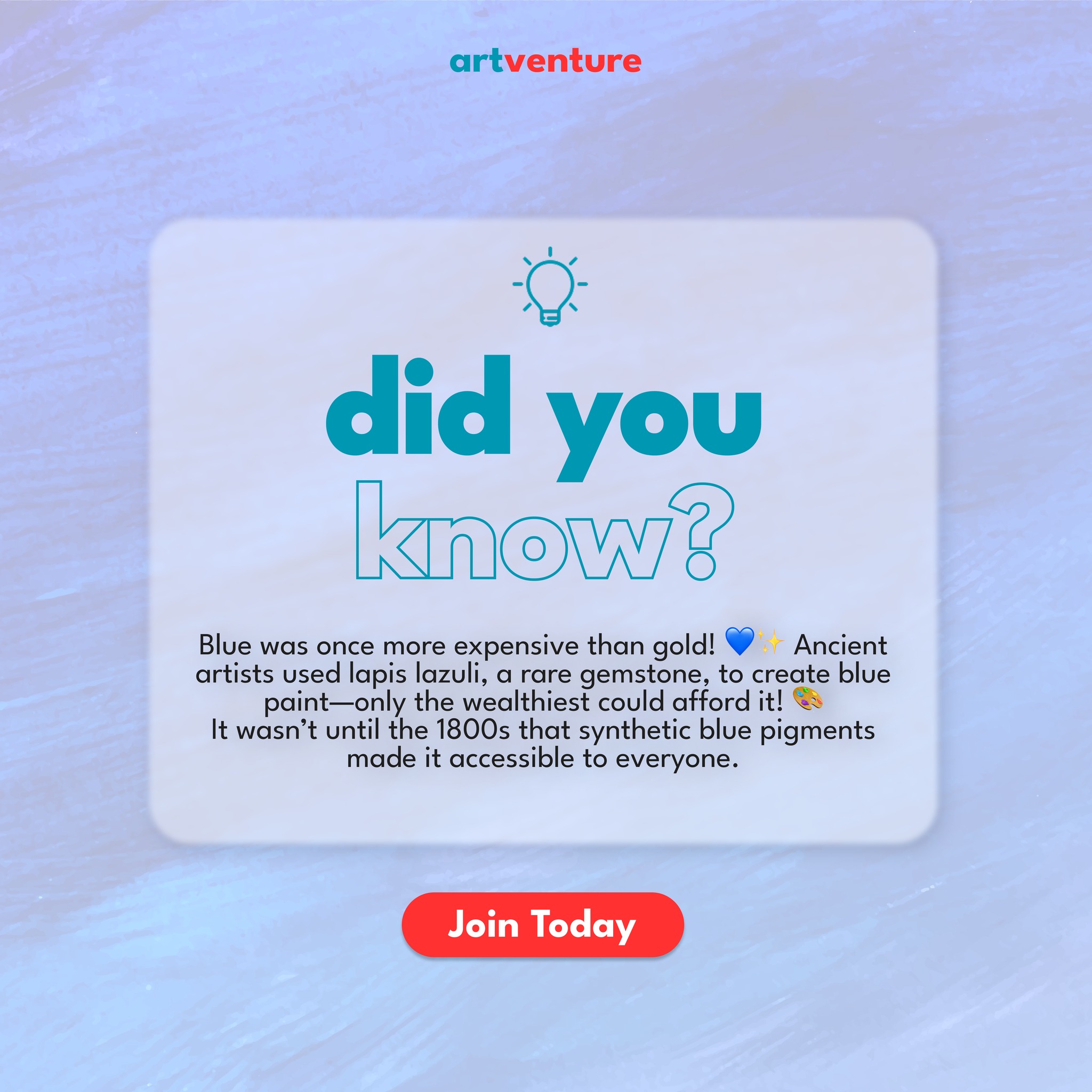 Artventure Academy - 🌈 DID YOU KNOW? Blue was once more expensive than ...